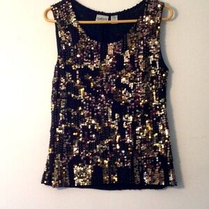 CHICO'S Black Sequin Sleeveless Tank Top